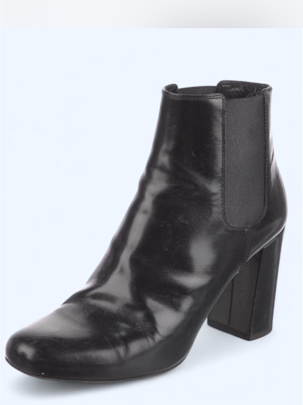 Saint Laurent Paris Black Leather Block Heel Chelsea Boot